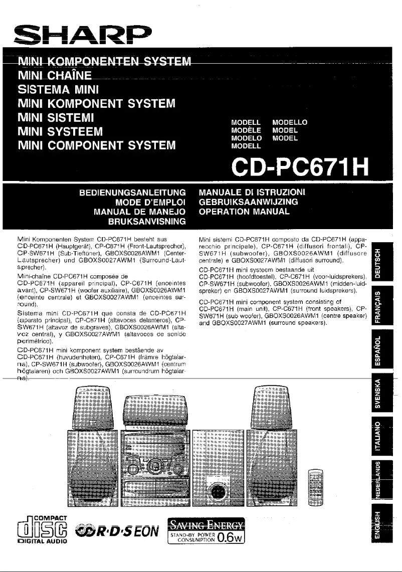 Page 1 de la notice Manuel utilisateur Sharp CD-PC671H