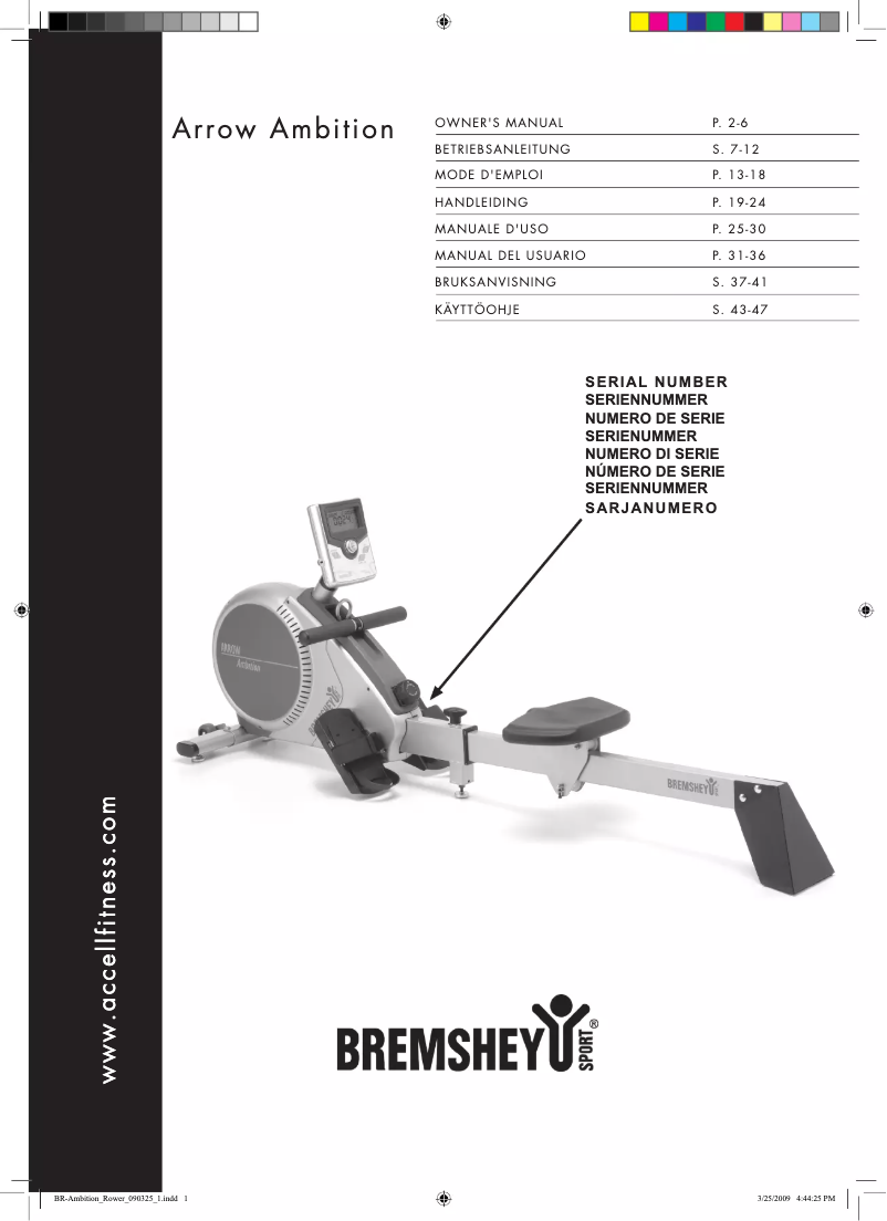 Image de la première page du manuel de l'appareil Arrow Ambition