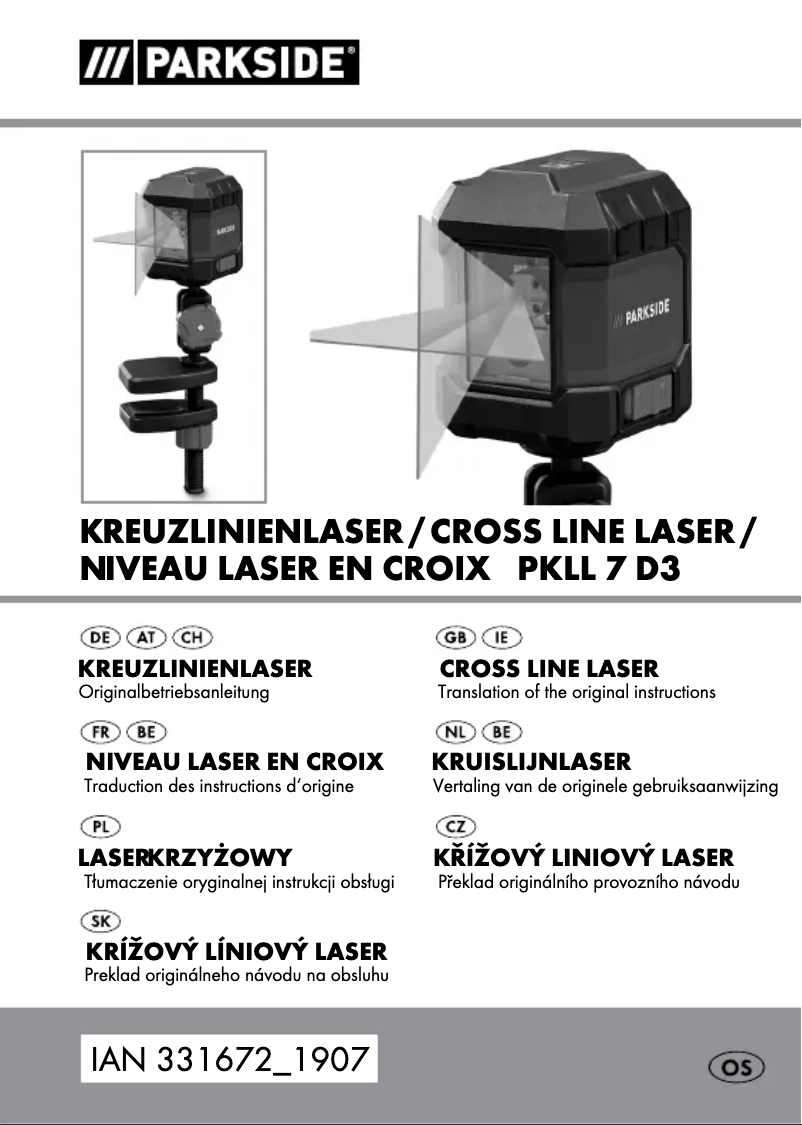 Page 1 de la notice Manuel utilisateur Parkside PKLL 7 D3