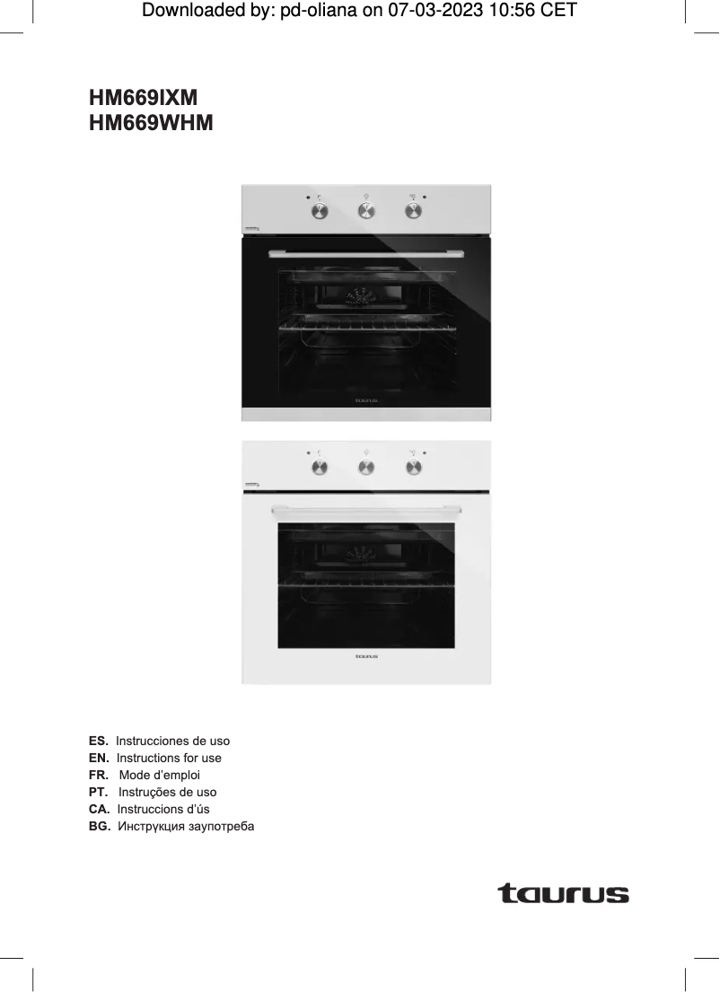 Page n°1 - Manuel utilisateur Taurus HM669IXM
