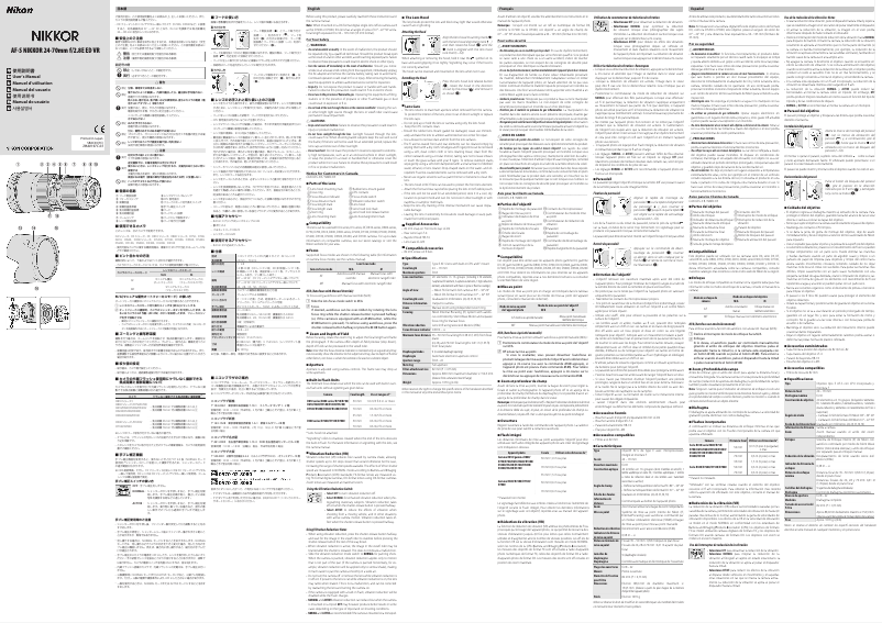 Page n°1 - Manuel utilisateur Nikon Nikkor AF-S 24-70mm f/2.8E ED VR