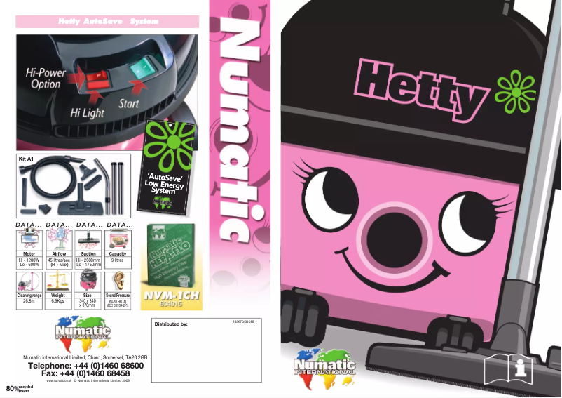 Page n°1 - Manuel utilisateur Numatic Hetty Plus