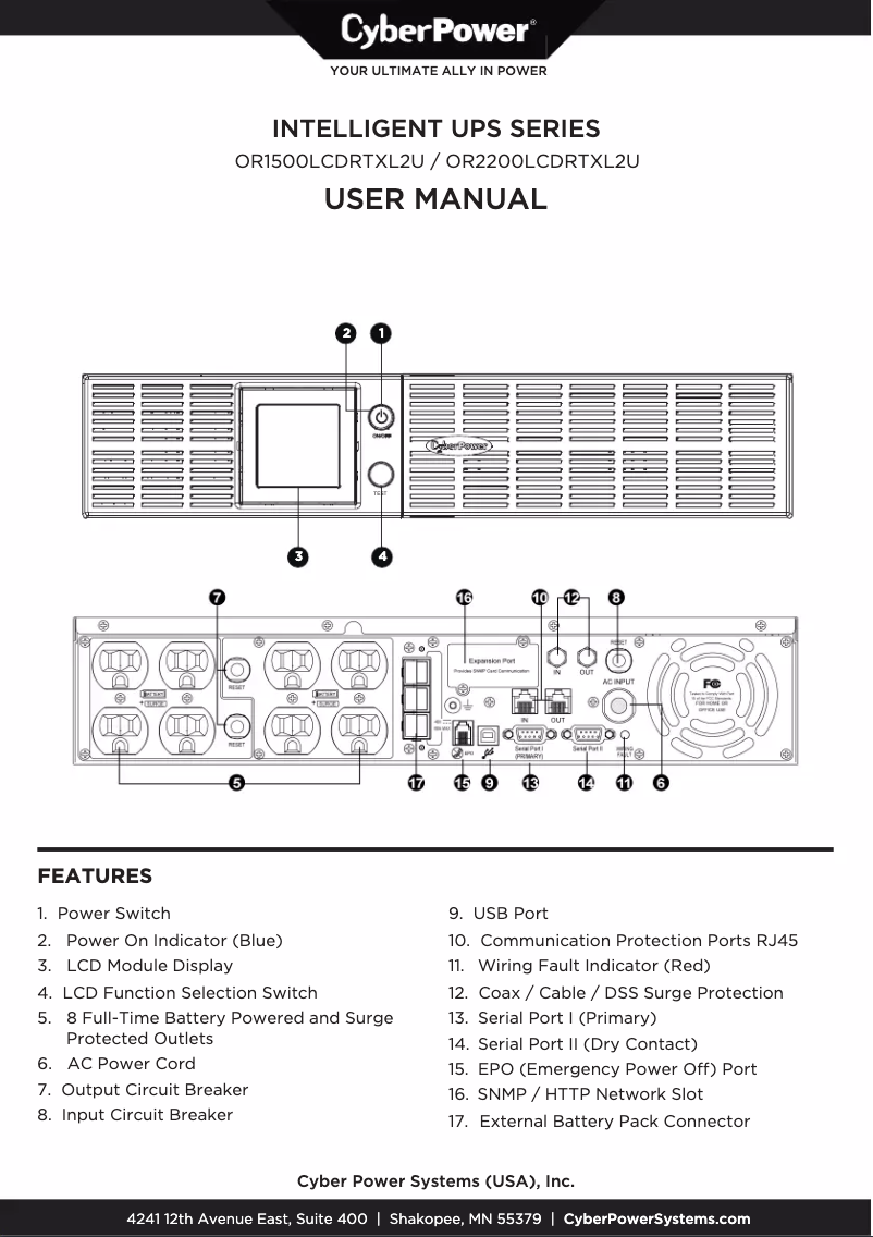Page n°1 - Manuel utilisateur CyberPower OR2200LCDRTXL2U