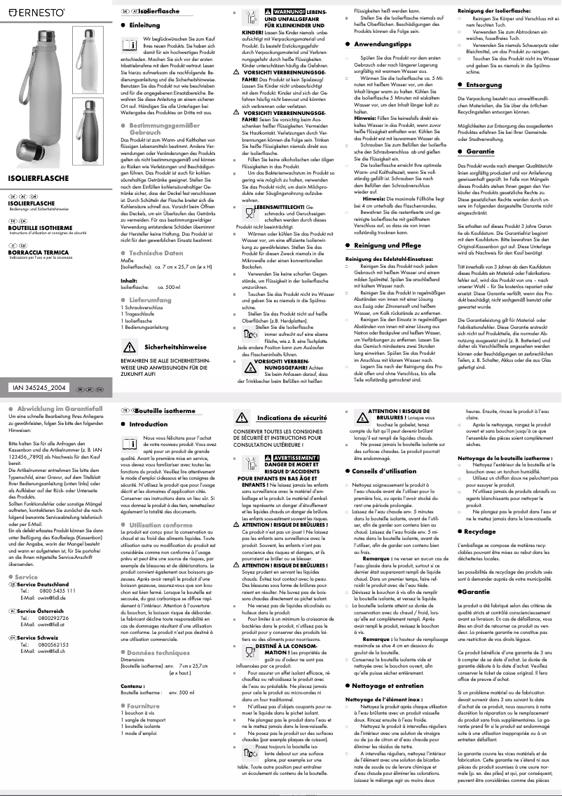 Page 1 de la notice Manuel utilisateur Ernesto IAN 345245