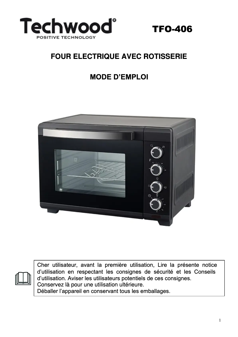 Page 1 de la notice Manuel utilisateur Techwood TFO-266