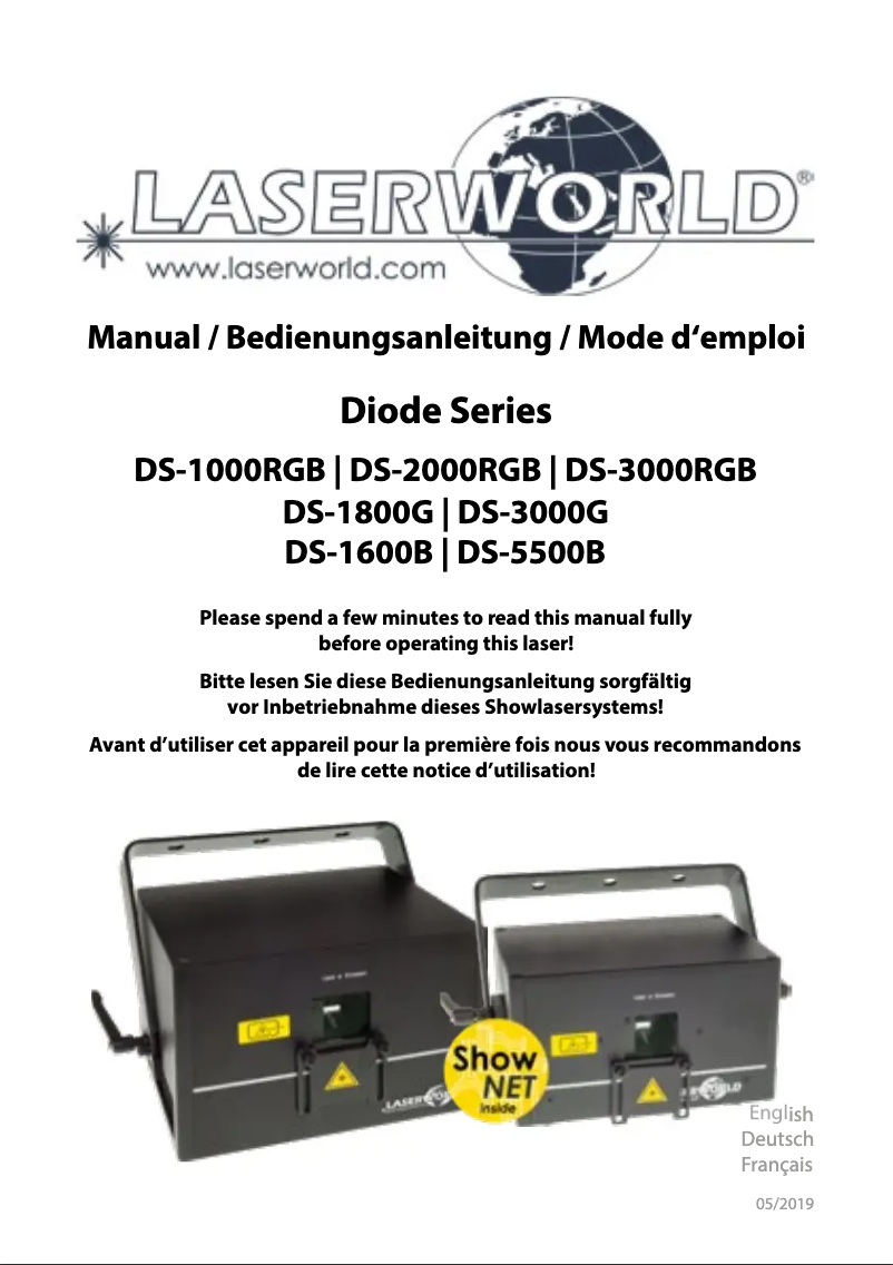 Page n°1 - Manuel utilisateur Laserworld DS-1000RGB MK3