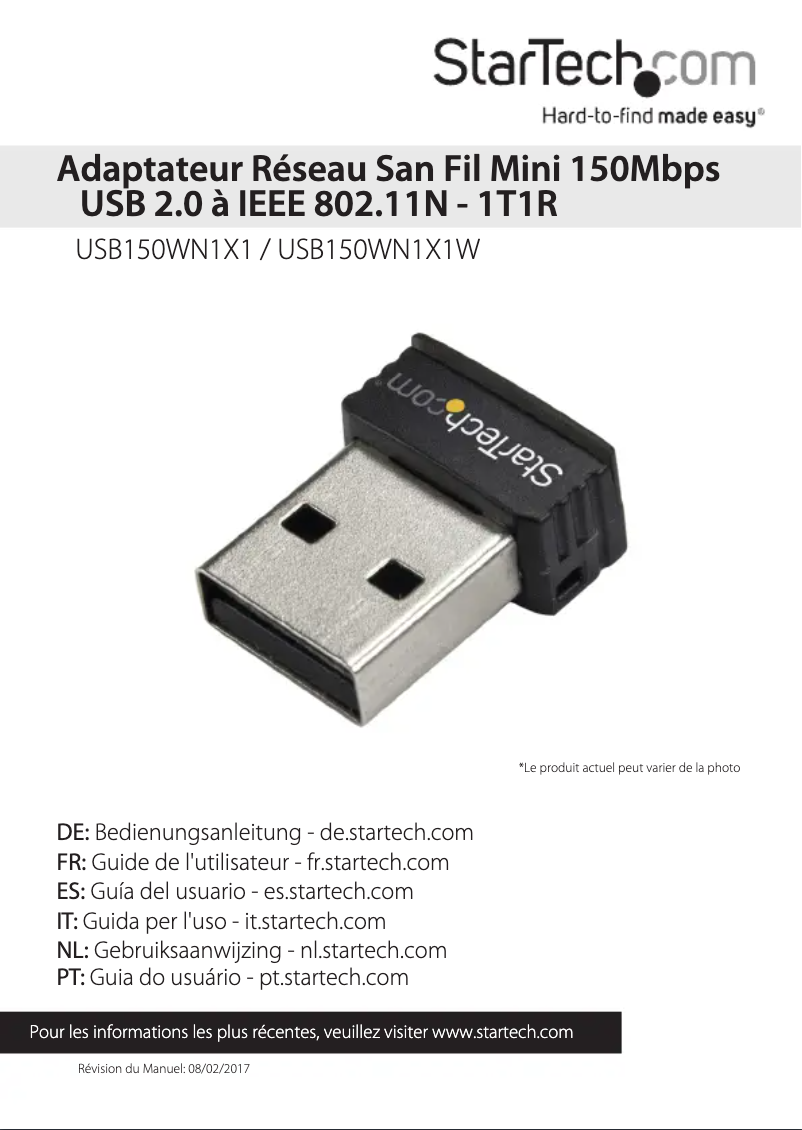 Image de la première page du manuel de l'appareil USB150WN1X1