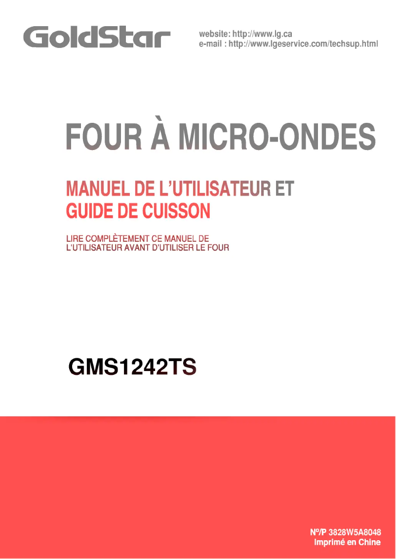 Page 1 de la notice Manuel utilisateur LG GMS1242TS