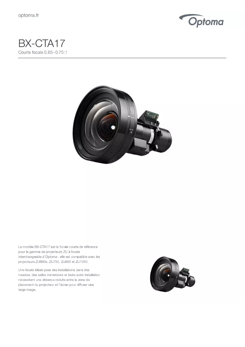 Page n°1 - Manuel utilisateur Optoma BX-CTA17