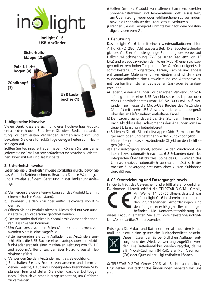 Page 1 de la notice Manuel utilisateur Inolight CL 6