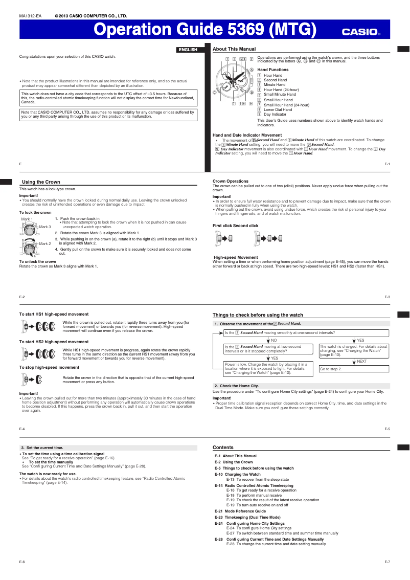 Page 1 de la notice Manuel utilisateur Casio 5369
