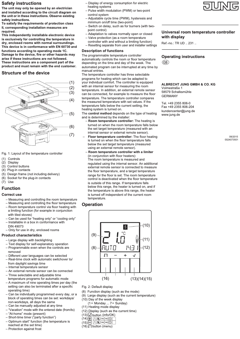 Image de la première page du manuel de l'appareil TRUDME231