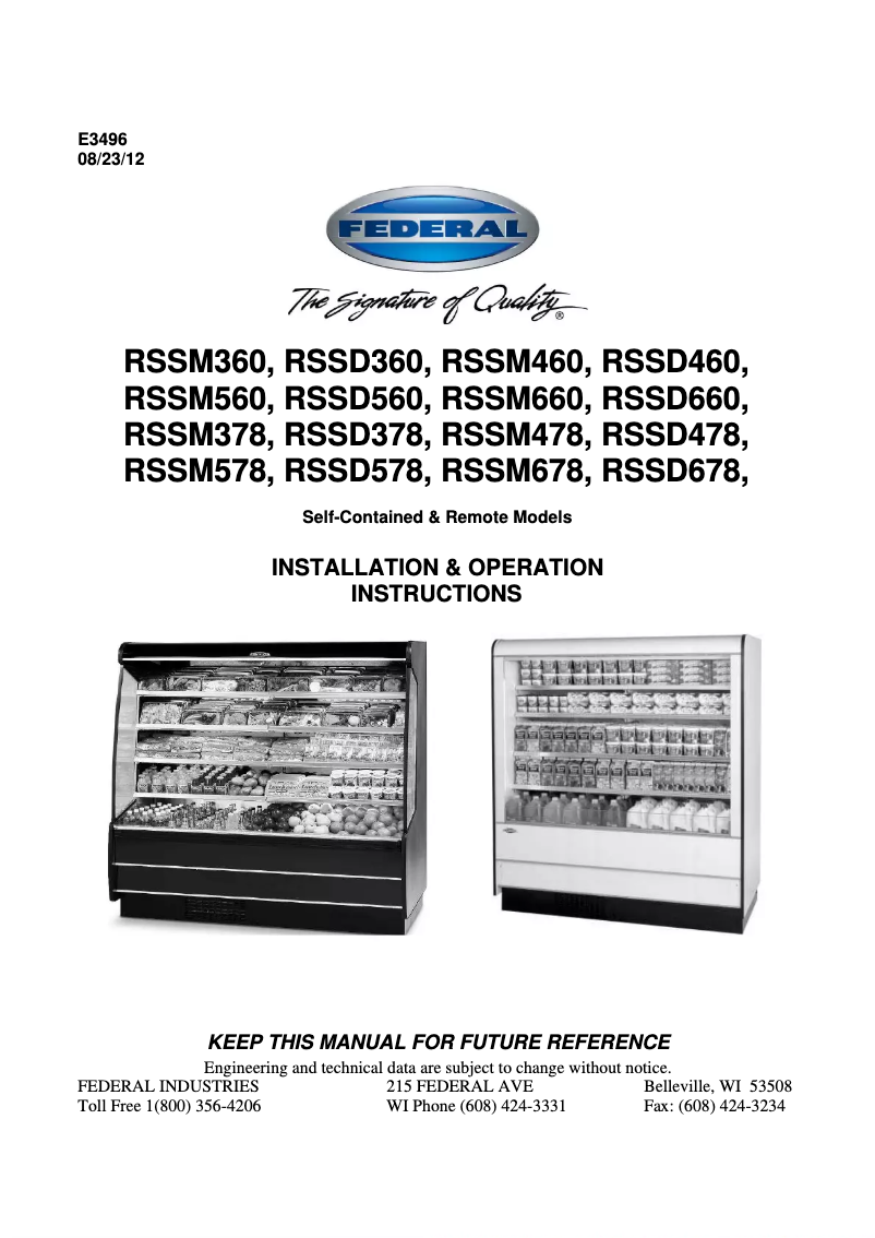 Page 1 de la notice Manuel utilisateur Federal RSSD560SC
