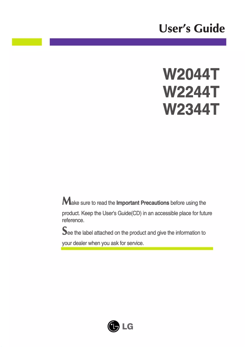 Page n°1 - Manuel utilisateur LG W2244T