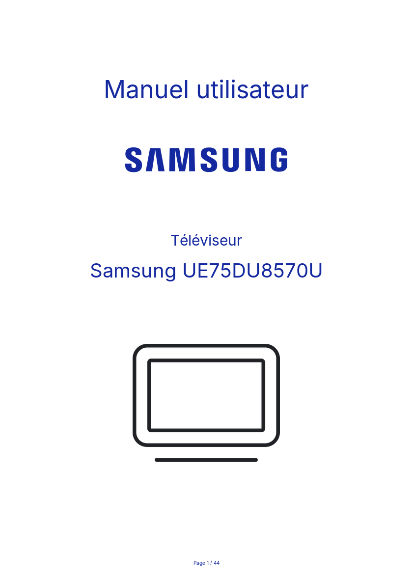 Page n°1 - Manuel utilisateur Samsung UE75DU8570U