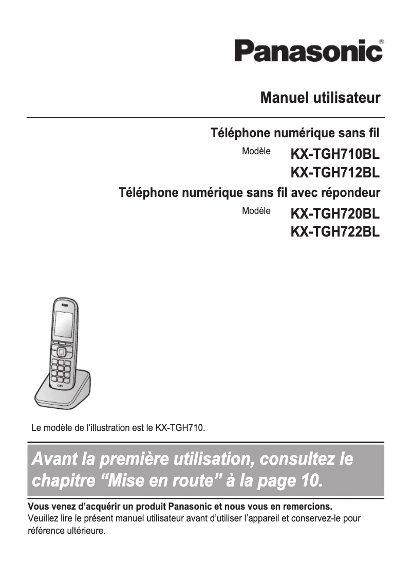Imagen de la primera página del manual del dispositivo KX-TGH722