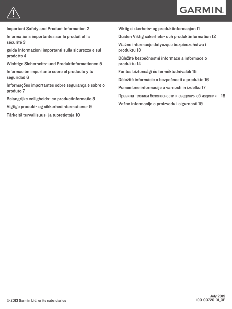 Page 1 de la notice Instructions de sécurité Garmin Running Dynamics Pod