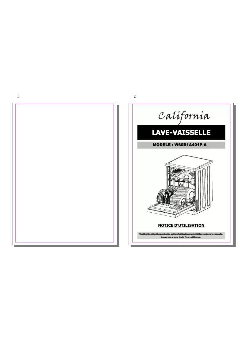 Page n°1 - Manuel utilisateur California W60B1A401P-A