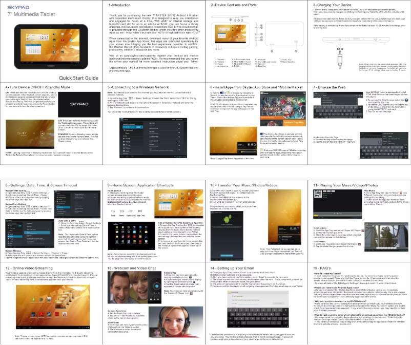 Página 1 del manual Manual de usuario Skytex Skypad SP712