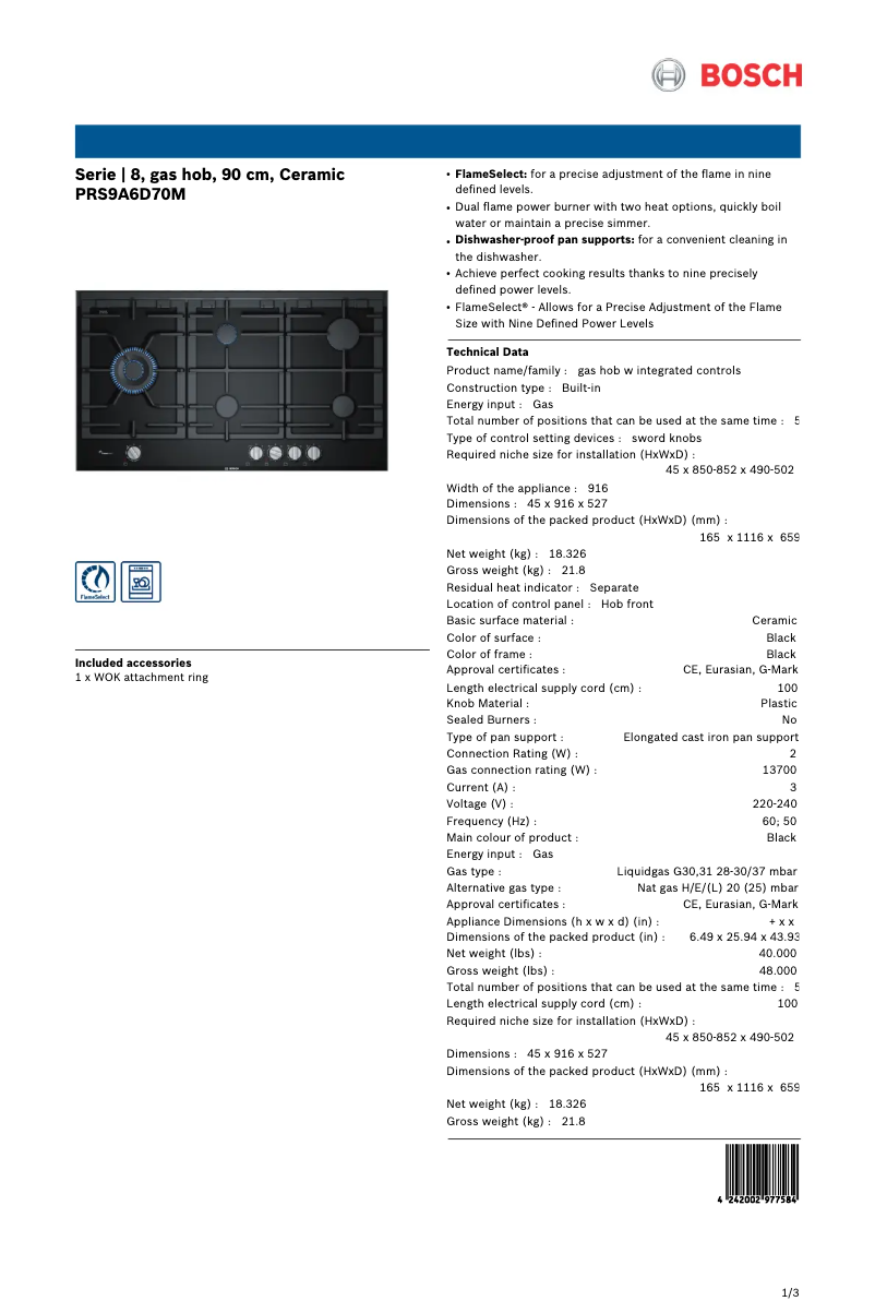 Imagen de la primera página del manual del dispositivo PRS9A6D70M