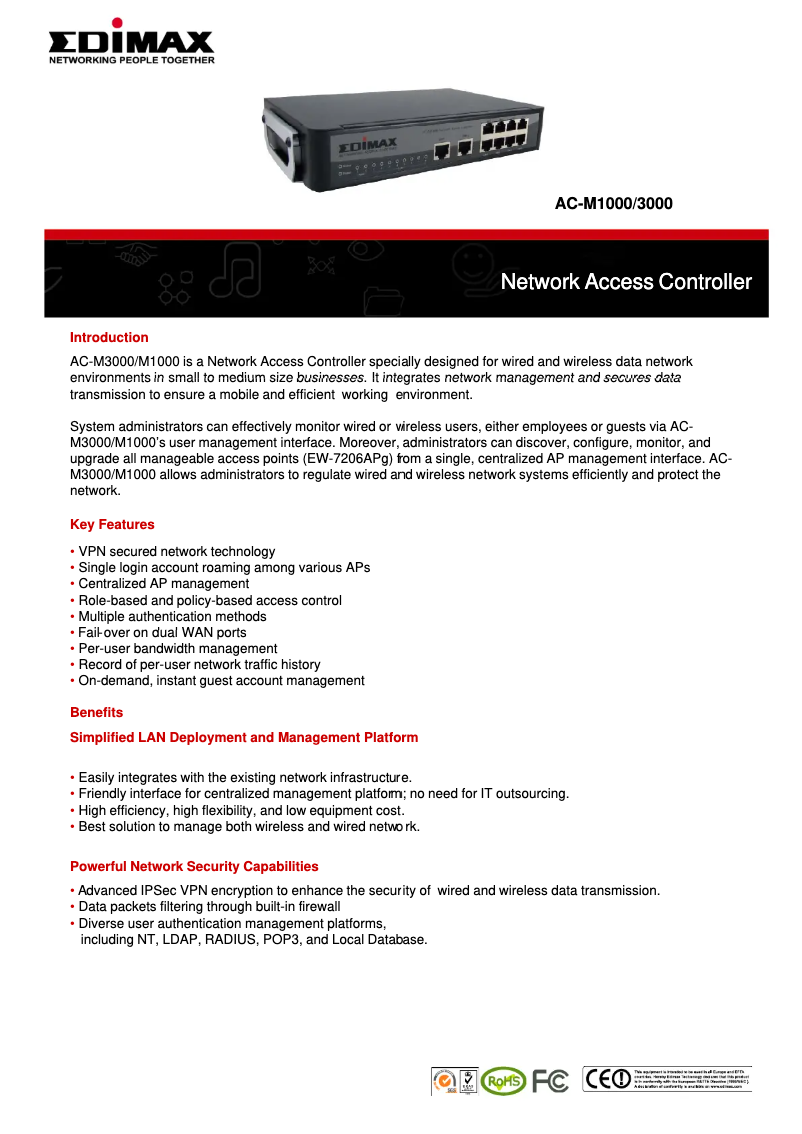 Imagen de la primera página del manual del dispositivo AC-M1000