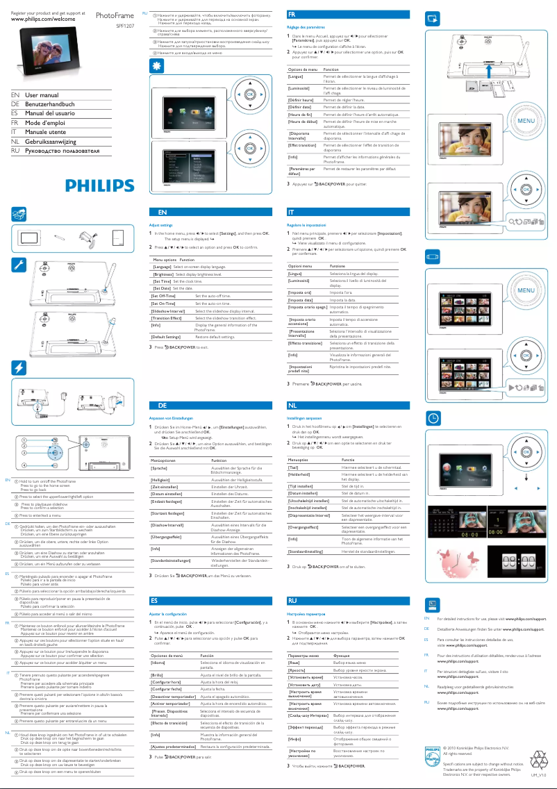 Page 1 de la notice Guide de démarrage rapide Philips SPF1207
