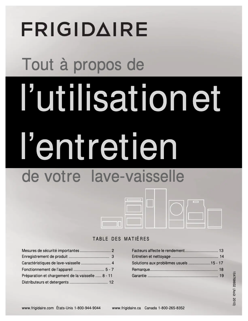 Page n°1 - Manuel utilisateur Frigidaire FGBD2451KB