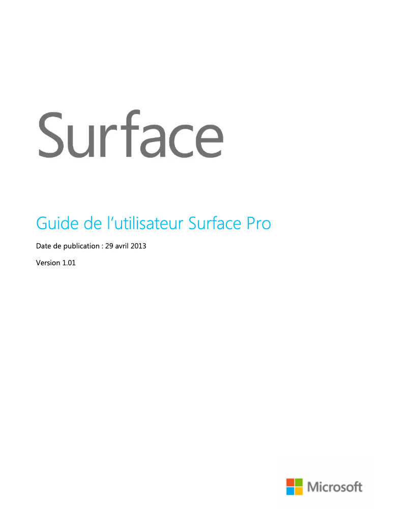 Imagen de la primera página del manual del dispositivo Surface Pro