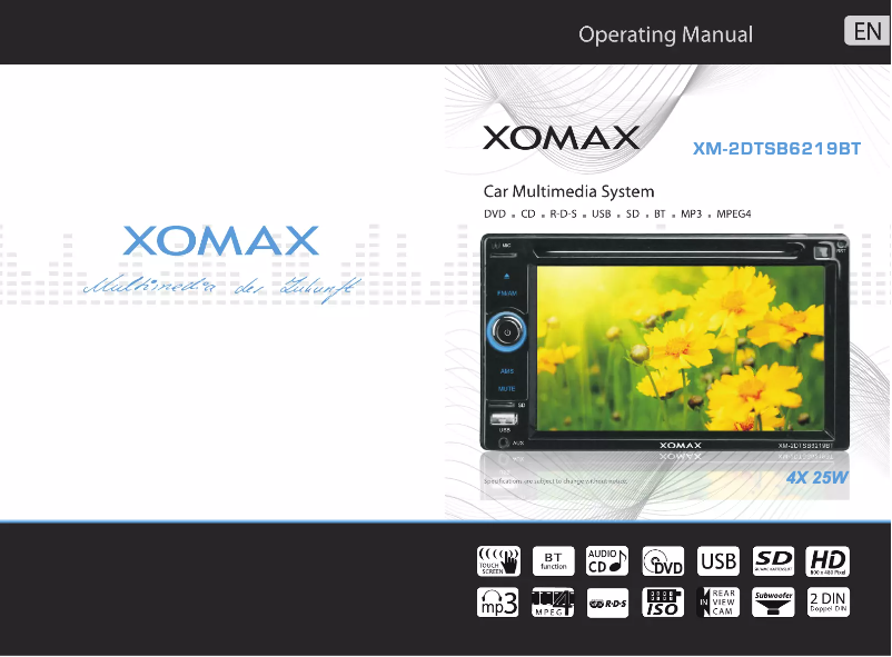 Page n°1 - Manuel utilisateur Xomax XM-2DTSB6219BT