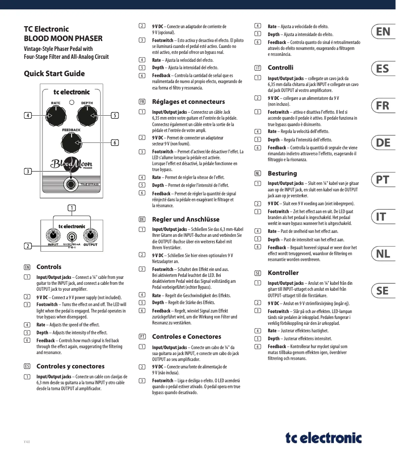 Page 1 de la notice Guide de démarrage rapide TC Electronic Blood Moon Phaser