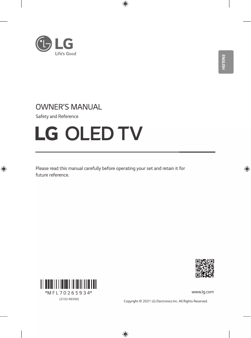 Page 1 de la notice Manuel utilisateur LG OLED65C1PTZ