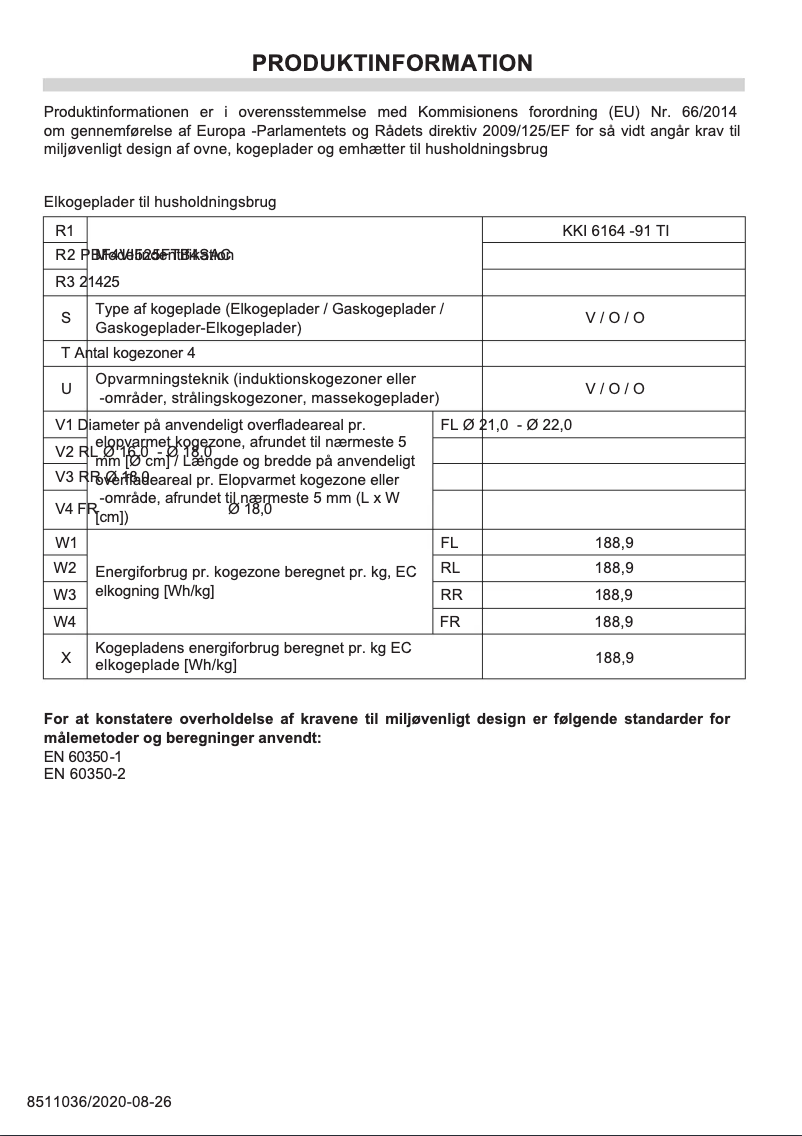 Page 1 de la notice Label énergétique Gram KKI 6164-91 TI