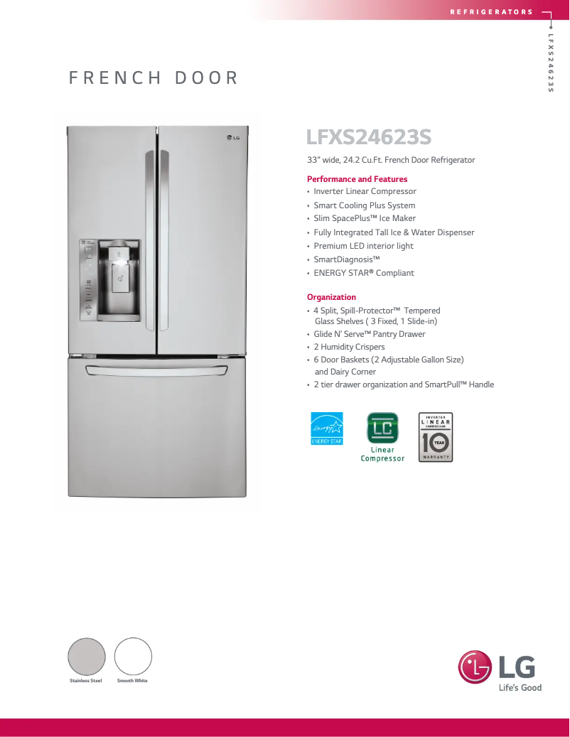 Página 1 del manual Ficha técnica LG LFXS24623S