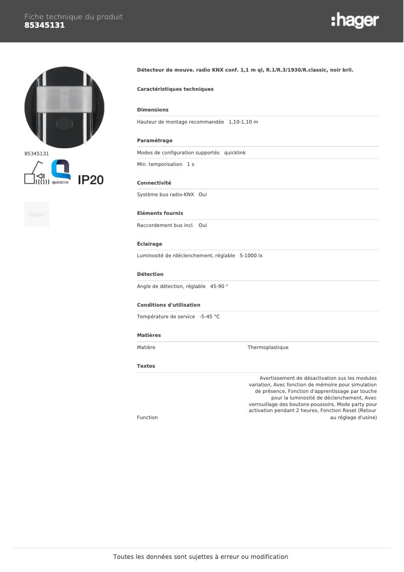 Image de la première page du manuel de l'appareil 85345131
