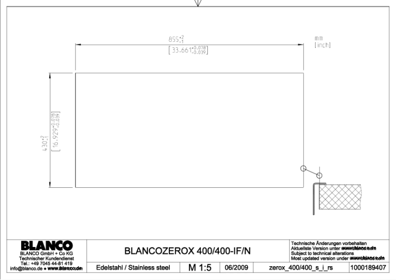 Page 1 de la notice Manuel utilisateur BLANCO ZEROX 400/400-IF/N