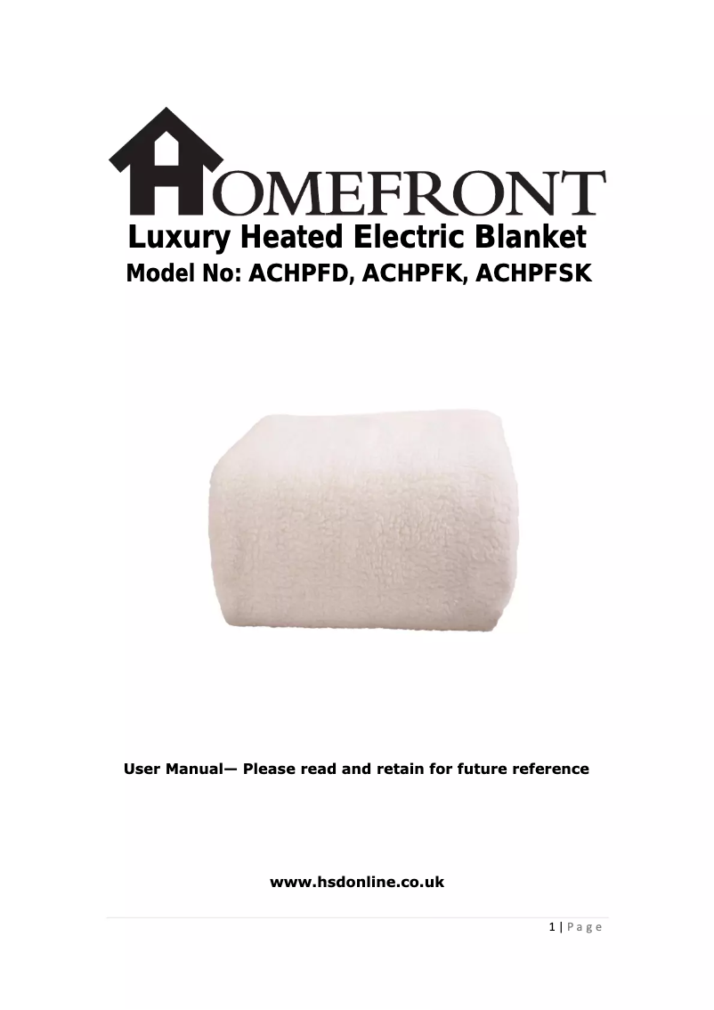 Página 1 del manual Manual de usuario Homefront ACHPFSK