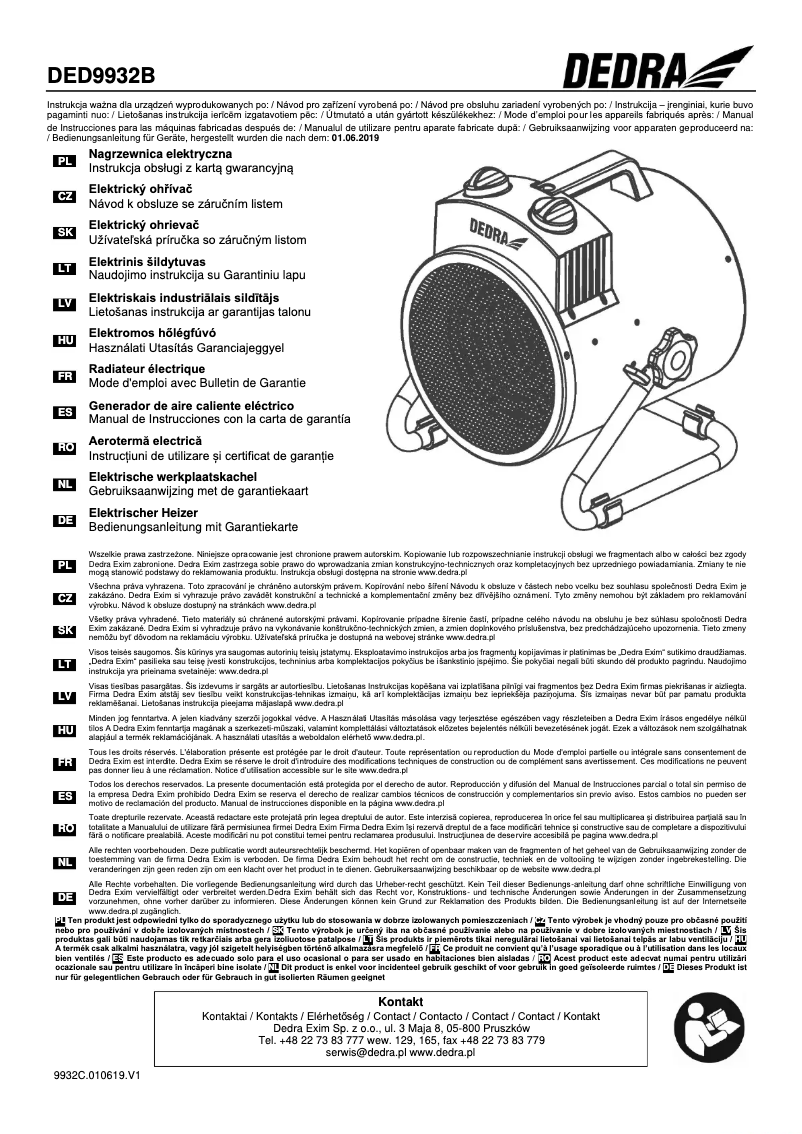 Page 1 de la notice Manuel utilisateur DEDRA DED9932B