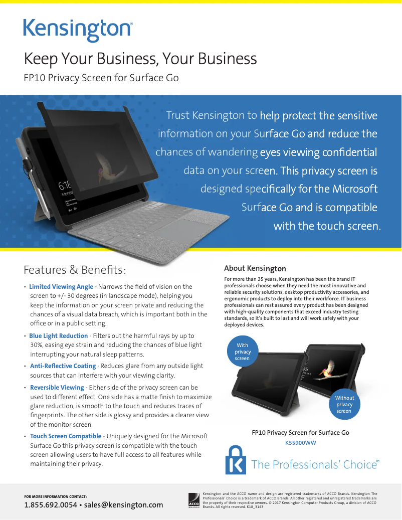 Page 1 de la notice Manuel utilisateur Kensington K55900WW