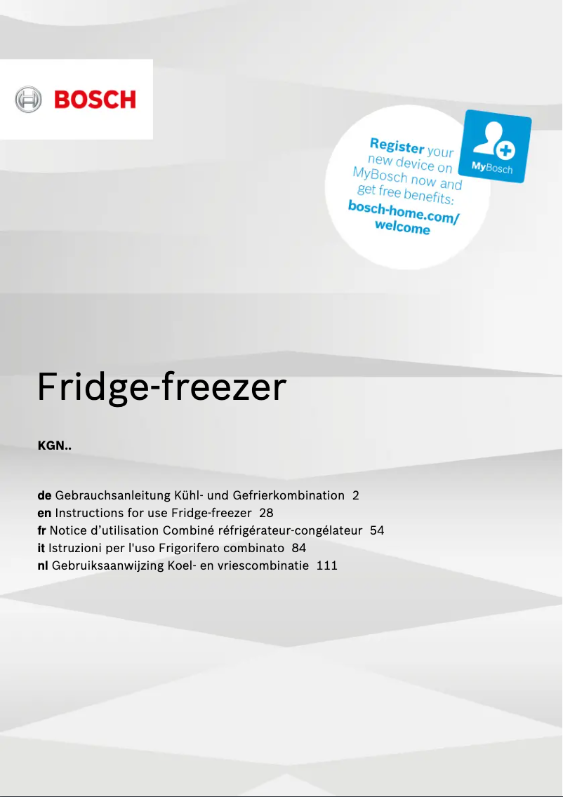 Page n°1 - Manuel utilisateur Bosch KGN36HI32