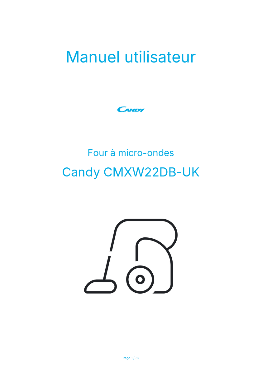 Page n°1 - Manuel utilisateur Candy CMXW22DB-UK