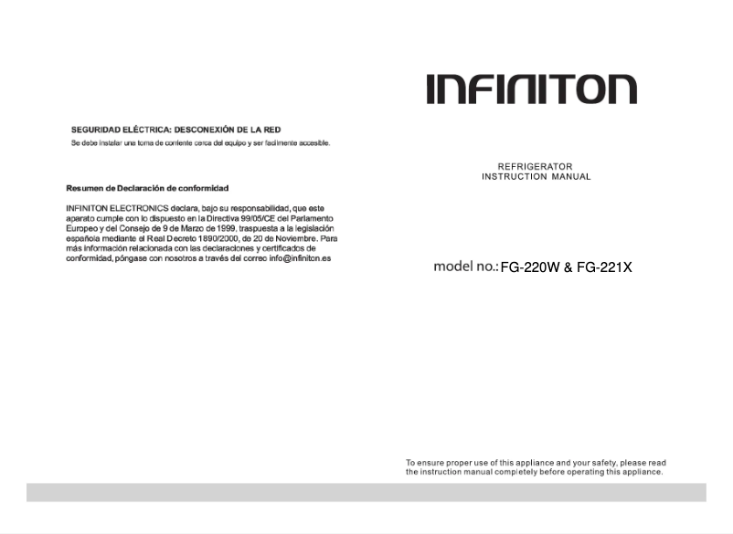 Page n°1 - Manuel utilisateur Infiniton FG-220W
