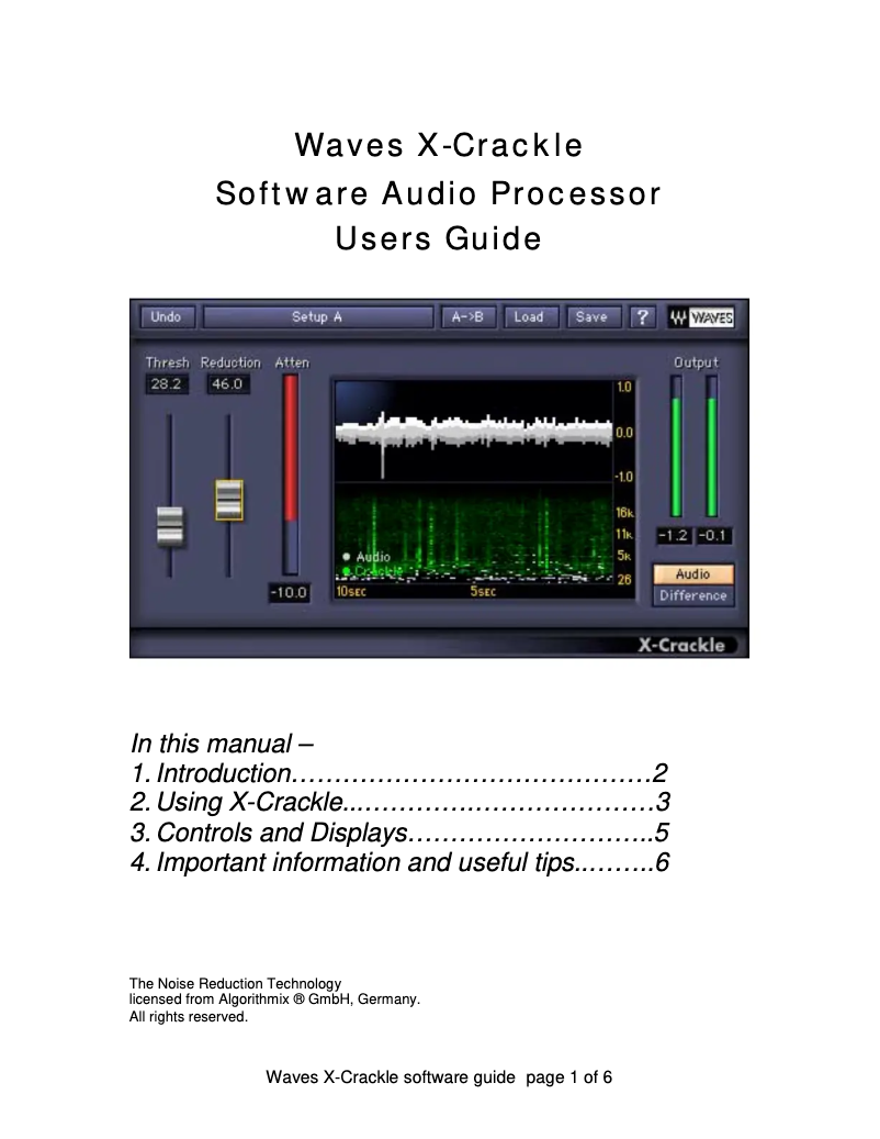 Page n°1 - Manuel utilisateur Waves X-Crackle