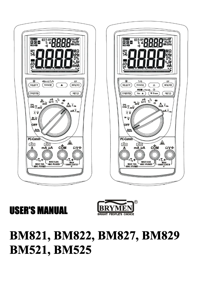 Page 1 de la notice Manuel utilisateur Brymen BM829s