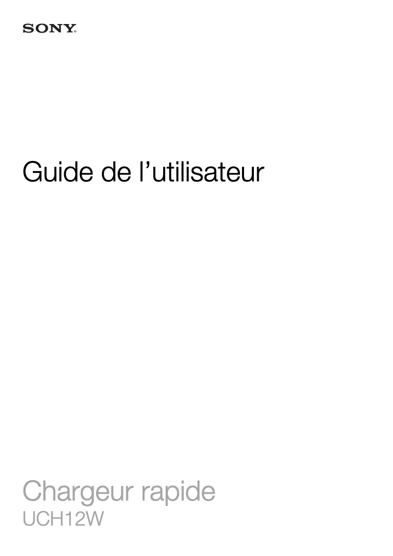 Page 1 de la notice Manuel utilisateur Sony UCH12W