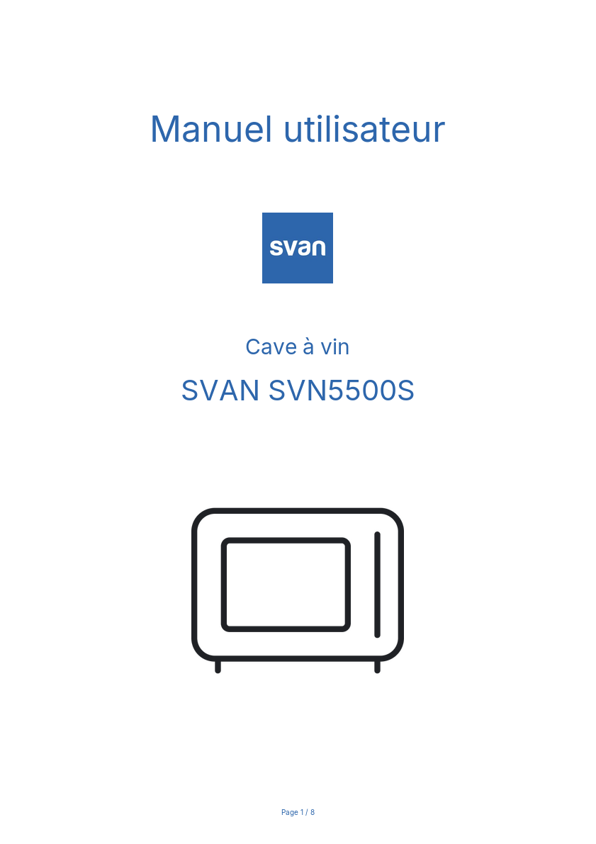 Page n°1 - Manuel utilisateur SVAN SVN5500S