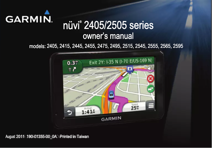 Page 1 de la notice Manuel utilisateur Garmin nüvi 2495