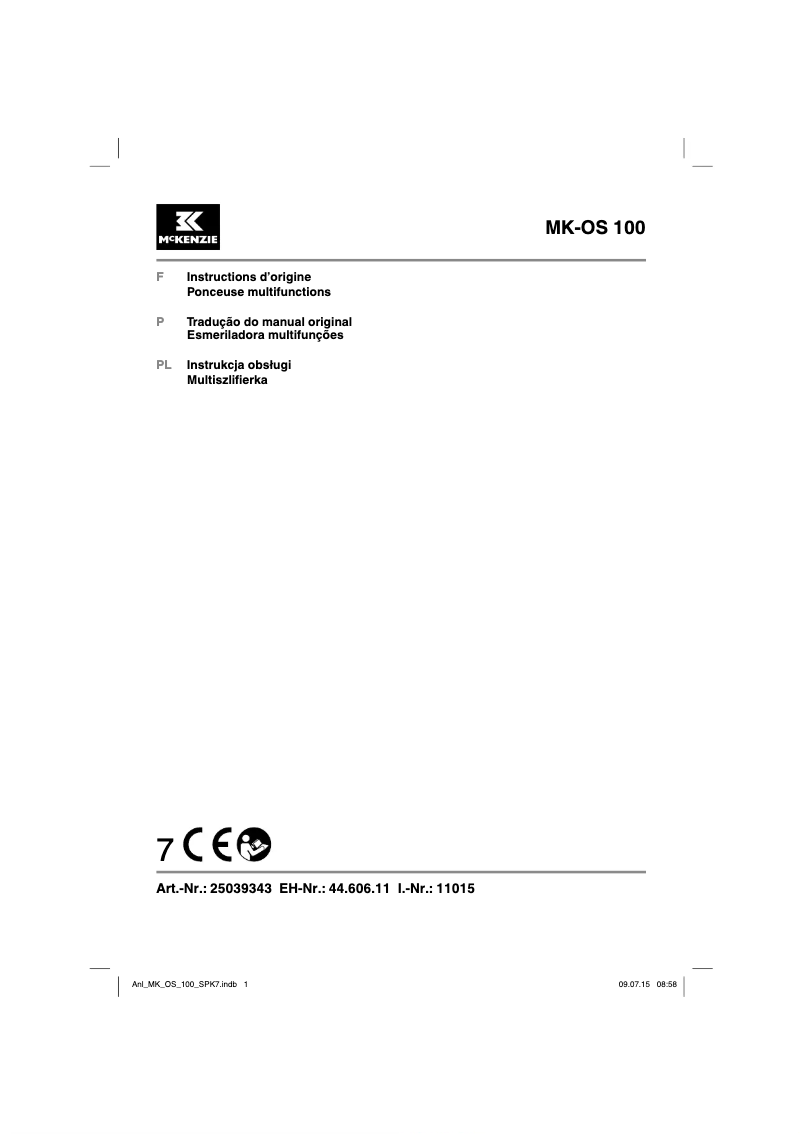 Image de la première page du manuel de l'appareil MK-OS 100