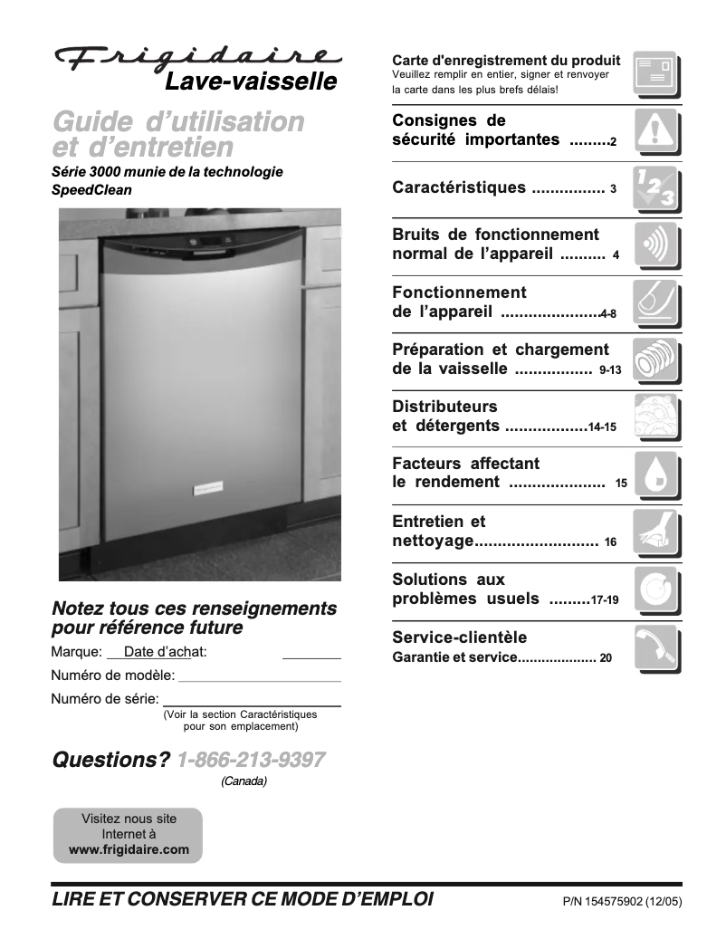 Page n°1 - Manuel utilisateur Frigidaire GLD3450RDQ