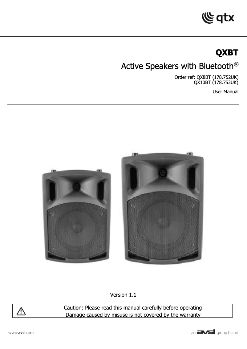 Page 1 de la notice Manuel utilisateur Qtx QX10BT