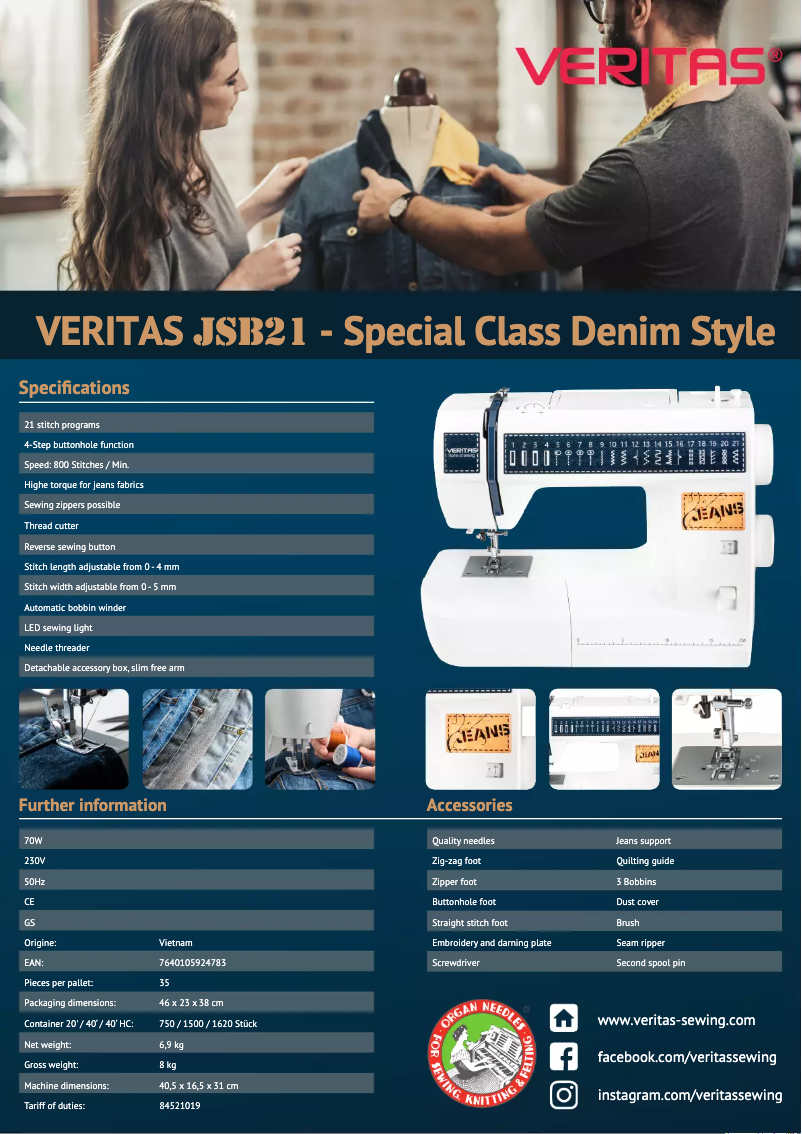 Page n°1 - Fiche technique Veritas JSB21